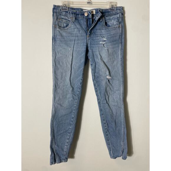 Amo Distressed Skinny Slit Ankle Jeans Sz 26 - Picture 1 of 5